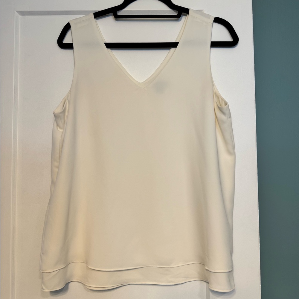 Ann Taylor Cream V-Neck Tank Top